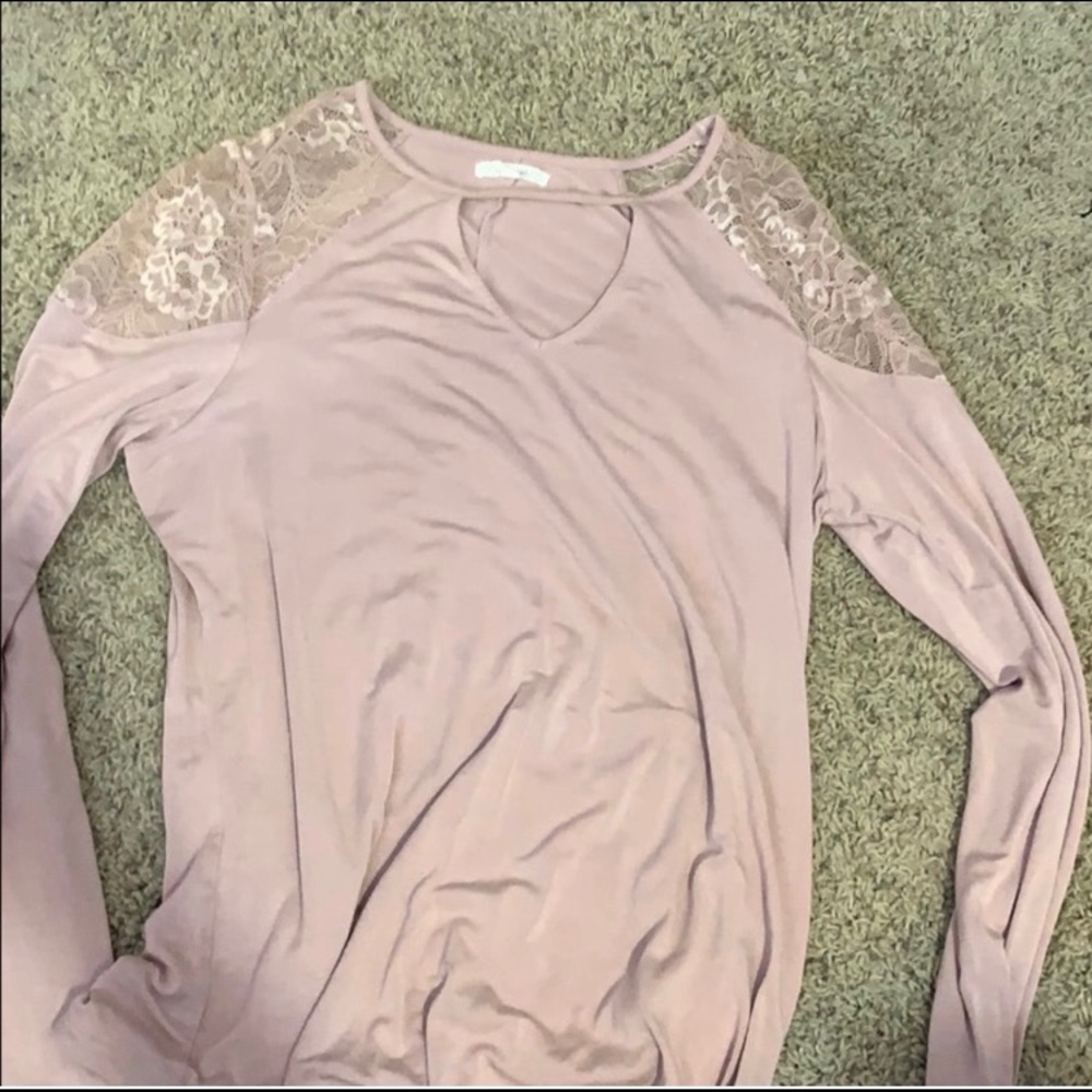 Maurices long sleeve v cut lace top